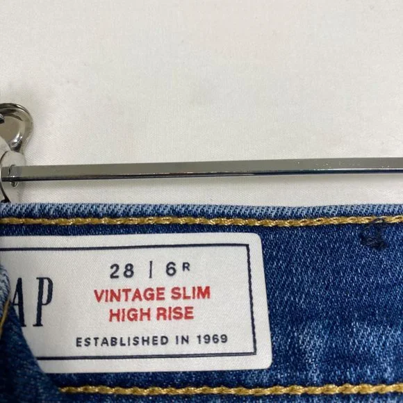 Gap Vintage Slim High Rise Straight Jeans Blue 6 - Picture 9 of 9
